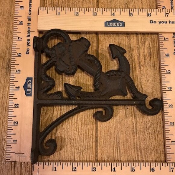 Anchor Plant Hanger Rustic Brown Raw Cast Iron Nautical 7 1/2" tall 0170-09513 R - Picture 12 of 16